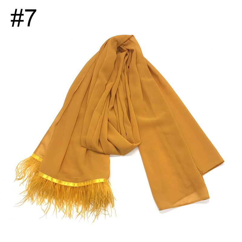 High Quality Cross-Border Amazon New Chiffon Belt Feather Women Scarf Islamic Fashion Baotou One Piece Dropshipping High Quality Cross-Border Amazon New Chiffon Belt Feather Women Scarf Islamic Fashion Baotou One Piece Dropshipping