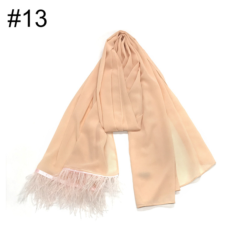 High Quality Cross-Border Amazon New Chiffon Belt Feather Women Scarf Islamic Fashion Baotou One Piece Dropshipping High Quality Cross-Border Amazon New Chiffon Belt Feather Women Scarf Islamic Fashion Baotou One Piece Dropshipping