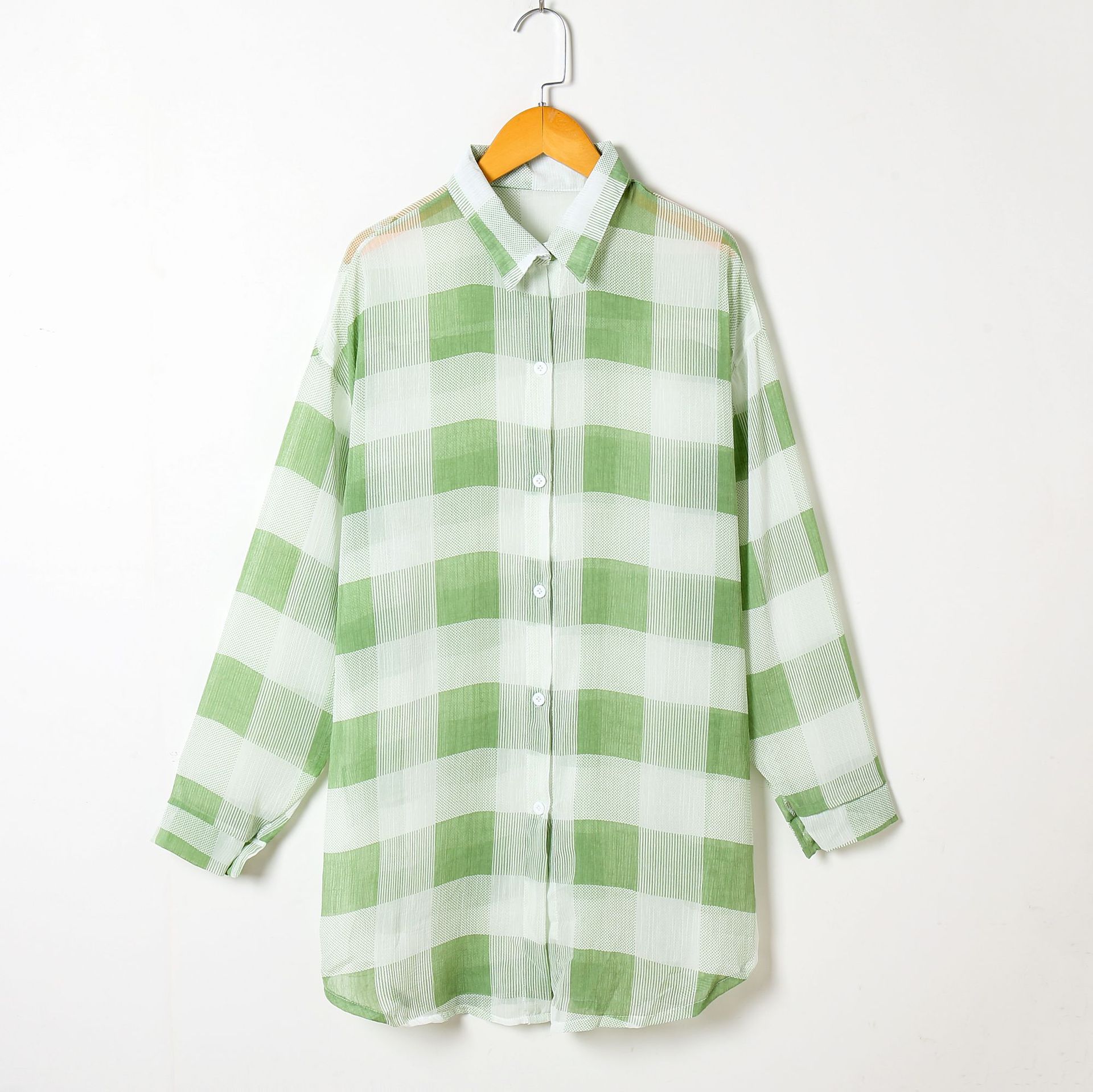 Sun Protection Shirt for Women 202 Summer Plaid Printed Shirt Sun Protection Clothing Large Size Loose Slimming Chiffon Thin Cardigan Sun Protection Shirt for Women 202 Summer Plaid Printed Shirt Sun Protection Clothing Large Size Loose Slimming Chiffon Thin Cardigan