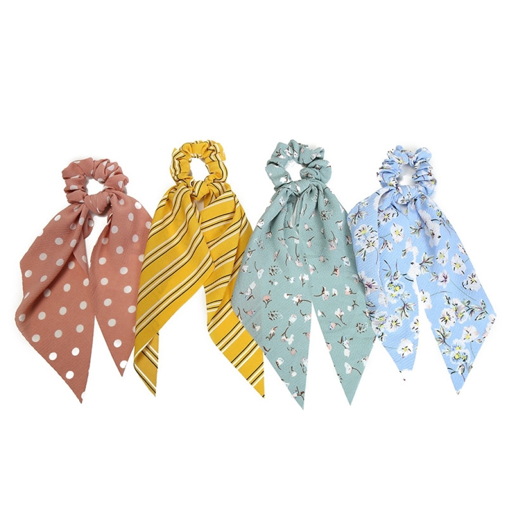 Creative Net Red Hair Ring Ribbon Long Tassel Large Intestine Hair Ring Bag Accessories Hair Accessories Chiffon Hair Ring Foreign Trade