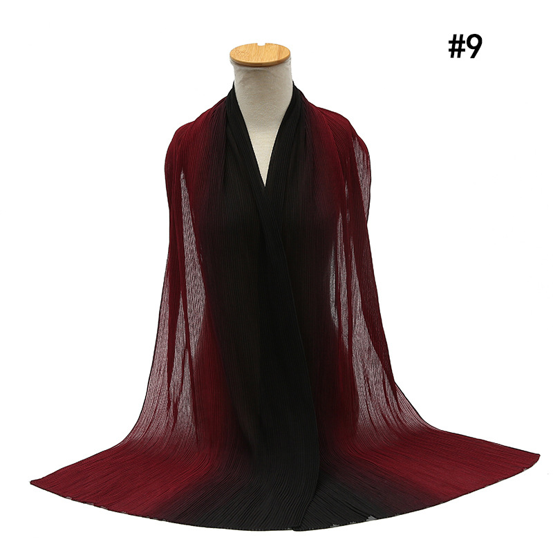 Cross-Border Pleated Pearl Chiffon Hand-Painted Gradient Color Crumpled Closed Toe Scarf Scarf Wholesale One Piece Dropshipping Cross-Border Pleated Pearl Chiffon Hand-Painted Gradient Color Crumpled Closed Toe Scarf Scarf Wholesale One Piece Dropshipping