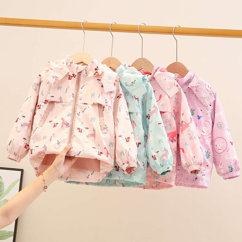 Kids&#039; Overcoat Winter 2020 Autumn and Winter New Girls&#039; Jackets Fleece-Lined Thickened Windcheater Jacket Children Cotton-Padded Jacket
