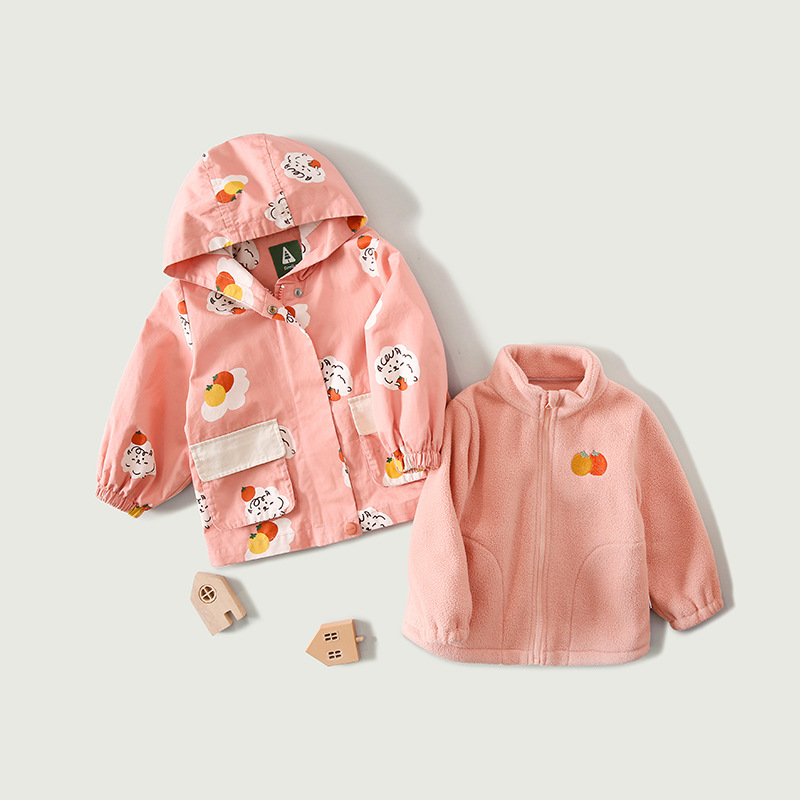 Girls&#039; Coat 21 Autumn New Baby&#039;s Top Girls&#039; Jackets Jacket Children&#039;s Two-Piece Suit Coat Three-in-One