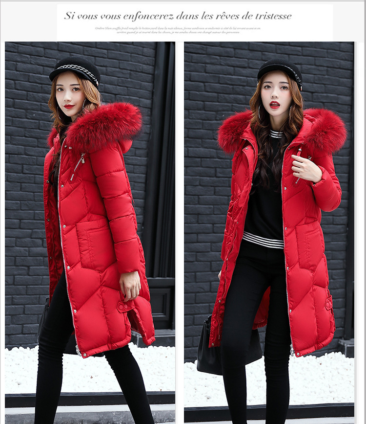 Winter down cotton - padded jacket for women with medium and long hair collars, slim and thickened over knee cotton - padded jackets Winter down cotton - padded jacket for women with medium and long hair collars, slim and thickened over knee cotton - padded jackets