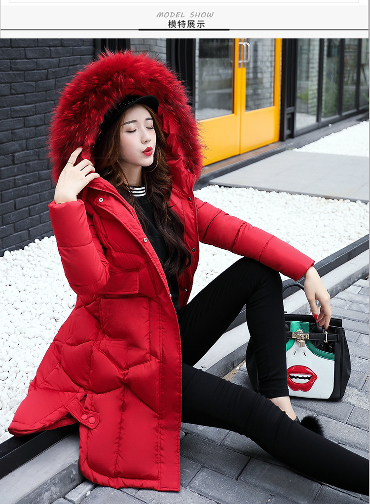Winter down cotton - padded jacket for women with medium and long hair collars, slim and thickened over knee cotton - padded jackets Winter down cotton - padded jacket for women with medium and long hair collars, slim and thickened over knee cotton - padded jackets