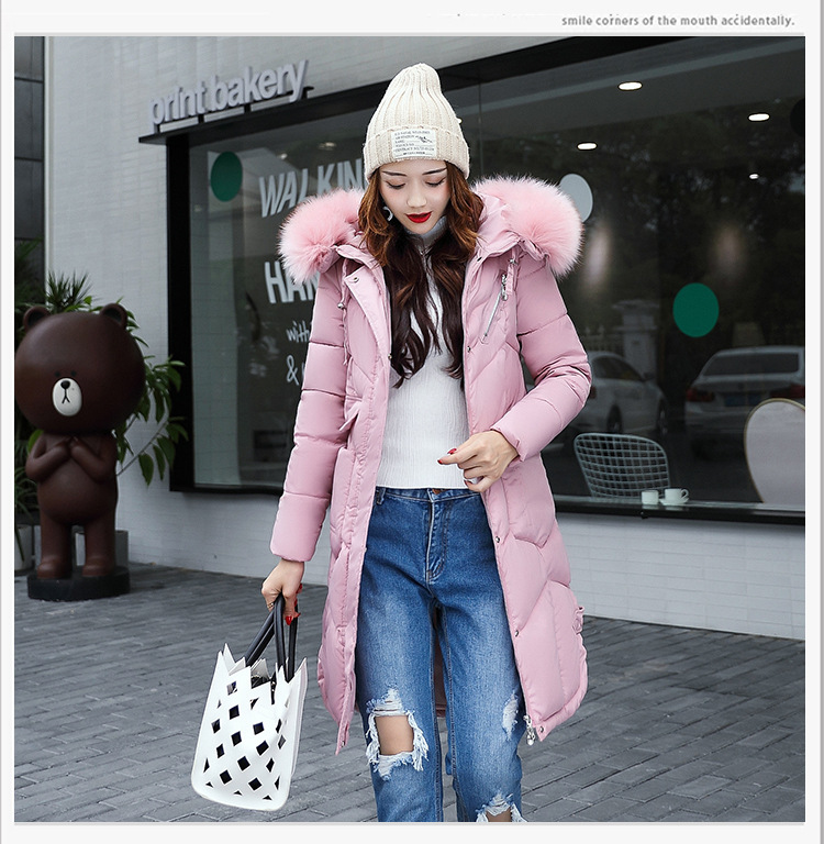 Winter down cotton - padded jacket for women with medium and long hair collars, slim and thickened over knee cotton - padded jackets Winter down cotton - padded jacket for women with medium and long hair collars, slim and thickened over knee cotton - padded jackets