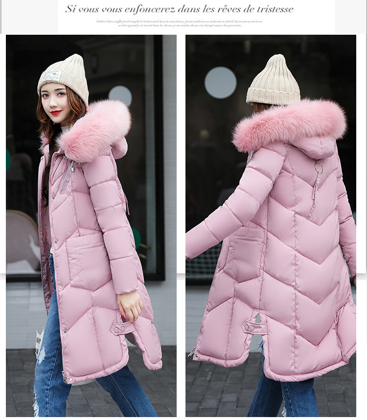 Winter down cotton - padded jacket for women with medium and long hair collars, slim and thickened over knee cotton - padded jackets Winter down cotton - padded jacket for women with medium and long hair collars, slim and thickened over knee cotton - padded jackets