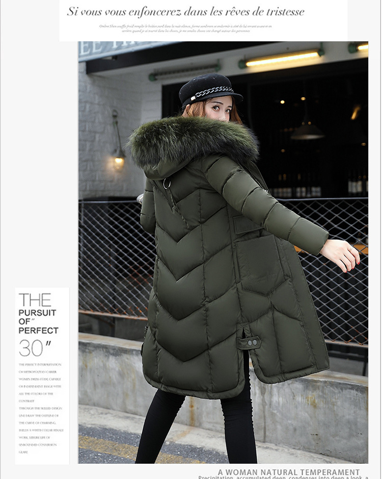 Winter down cotton - padded jacket for women with medium and long hair collars, slim and thickened over knee cotton - padded jackets Winter down cotton - padded jacket for women with medium and long hair collars, slim and thickened over knee cotton - padded jackets