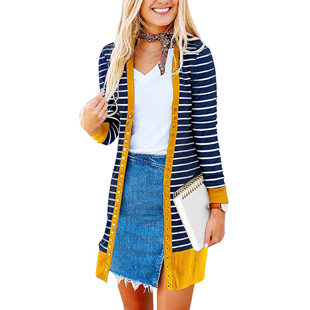 Amazon is selling mid-length, Button-down, striped Cardigan jackets for plus-size women