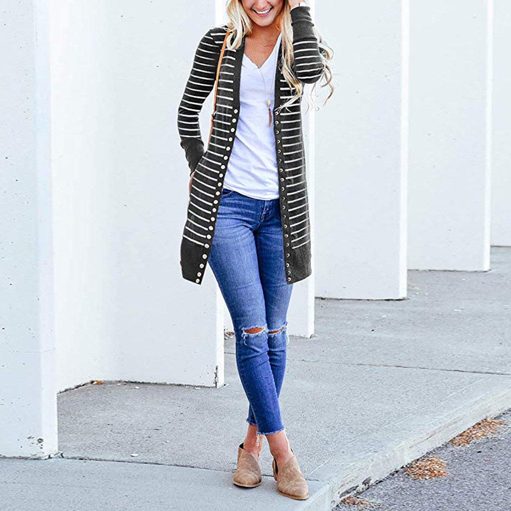 Amazon is selling mid-length, Button-down, striped Cardigan jackets for plus-size women Amazon is selling mid-length, Button-down, striped Cardigan jackets for plus-size women