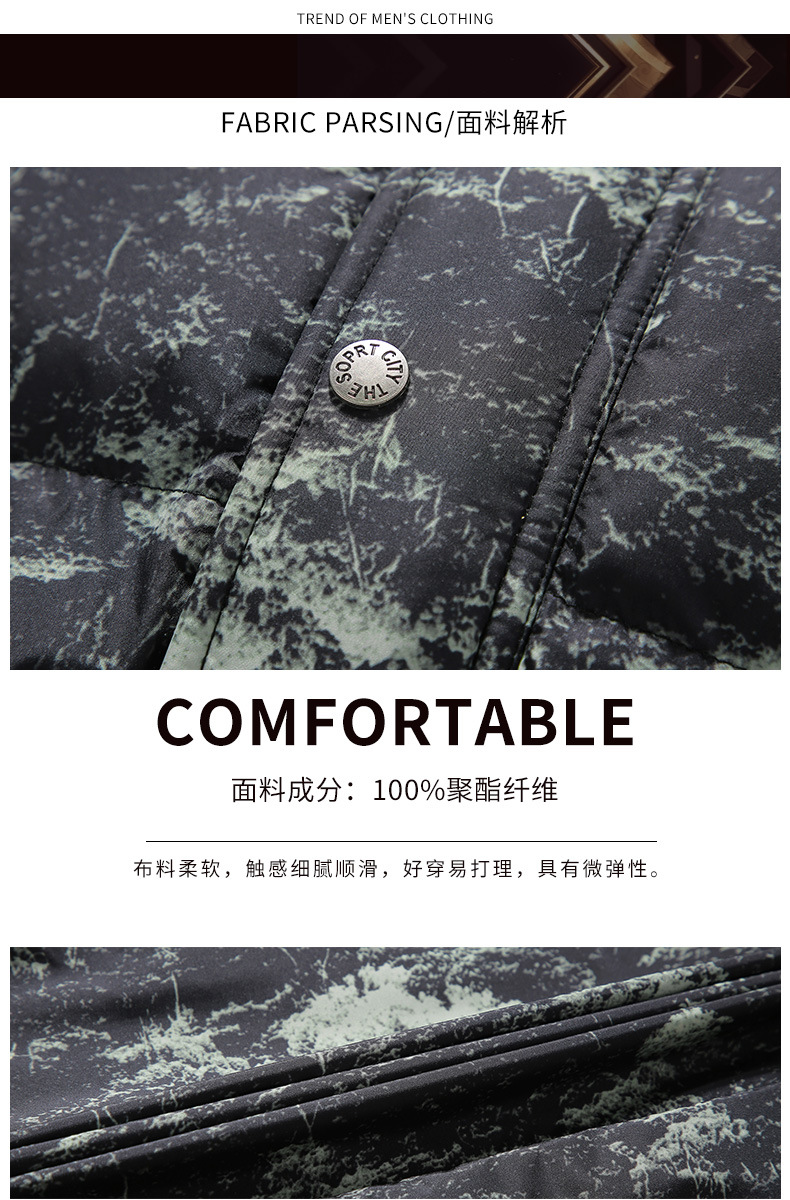 Foreign Trade European and American Cotton-Padded Coat Men's Winter Men's Jackets Hooded down Jacket Men's Fashion Brand Thickening Print Outdoor Cotton-Padded Jacket