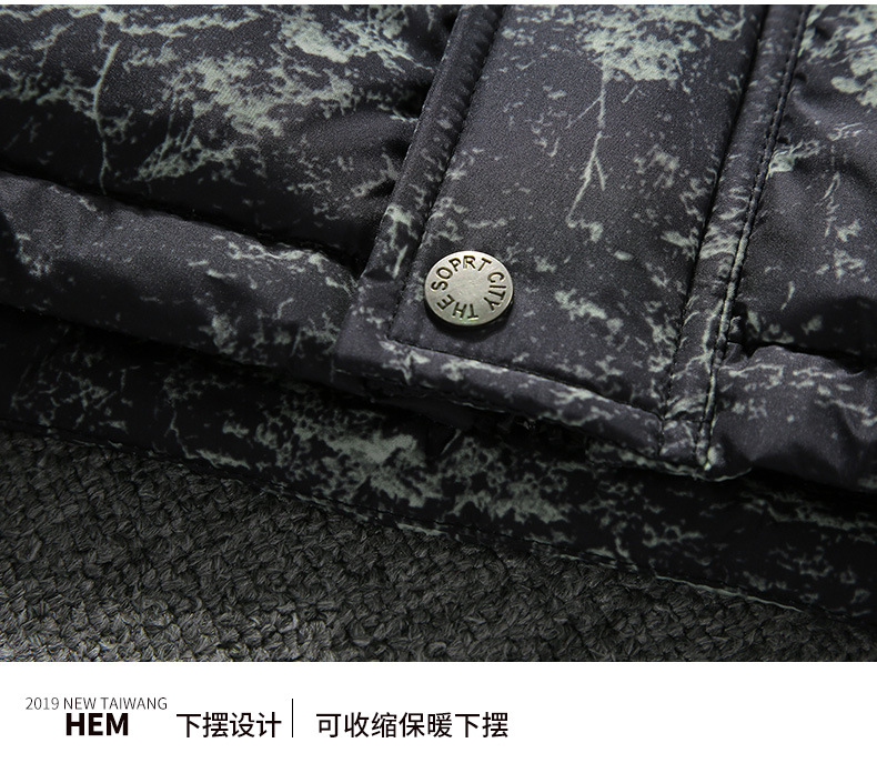 Foreign Trade European and American Cotton-Padded Coat Men's Winter Men's Jackets Hooded down Jacket Men's Fashion Brand Thickening Print Outdoor Cotton-Padded Jacket