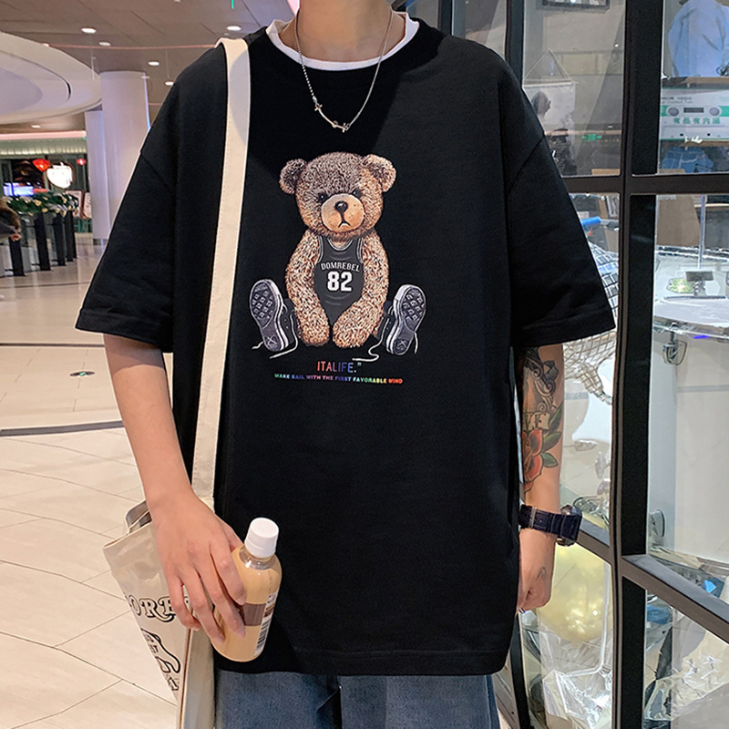 Summer Short Sleeve T-shirt Men&#039;s Trendy All-Match Loose Half Sleeve Student Top Ins Hong Kong Style Couple Half Sleeve