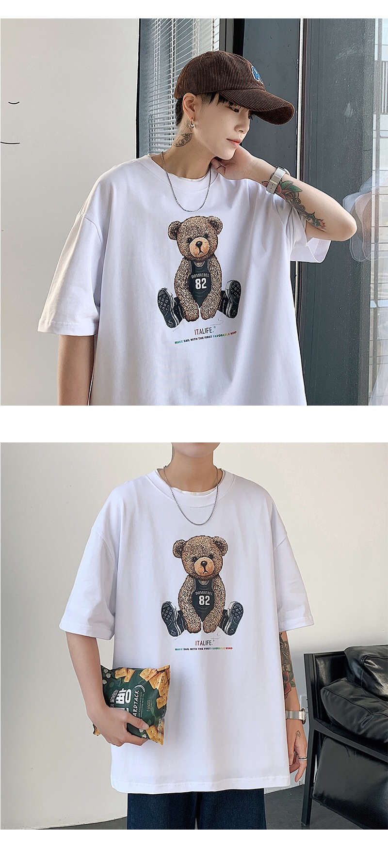 Summer Short Sleeve T-shirt Men's Trendy All-Match Loose Half Sleeve Student Top Ins Hong Kong Style Couple Half Sleeve Summer Short Sleeve T-shirt Men's Trendy All-Match Loose Half Sleeve Student Top Ins Hong Kong Style Couple Half Sleeve
