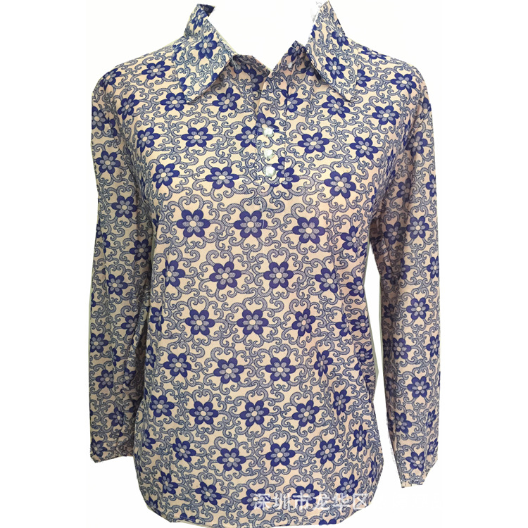 2019 new middle-aged and elderly women's spring wear long-sleeve mom ice silk lapel plain long-sleeve T-shirt clothing small 2019 new middle-aged and elderly women's spring wear long-sleeve mom ice silk lapel plain long-sleeve T-shirt clothing small