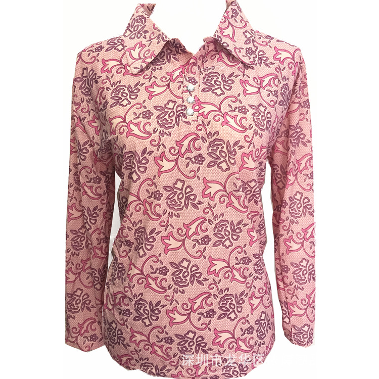 2019 new middle-aged and elderly women's spring wear long-sleeve mom ice silk lapel plain long-sleeve T-shirt clothing small 2019 new middle-aged and elderly women's spring wear long-sleeve mom ice silk lapel plain long-sleeve T-shirt clothing small