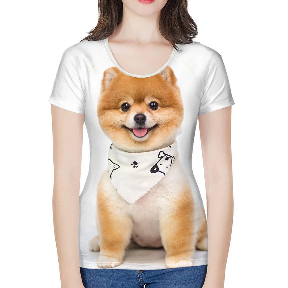 Cross-Border Women&#039;s Short Sleeve T Shirt Customized 3D Animal Print Slim-Fit Women&#039;s Top T-shirt One Piece Dropshipping