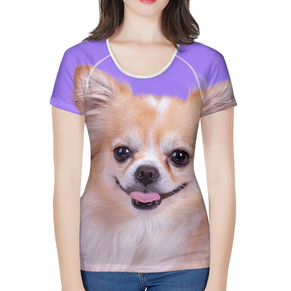 Cross-Border Women&#039;s Short Sleeve T Shirt Customized 3D Animal Print Slim-Fit Women&#039;s Top T-shirt One Piece Dropshipping