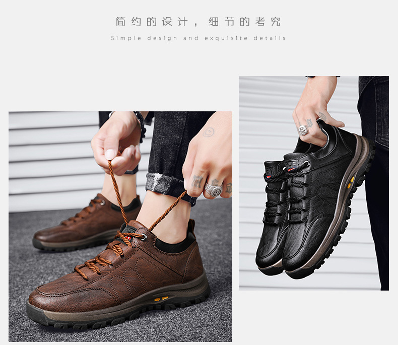Men's Shoes Cotton-Padded Shoes with Velvet 2020 Winter High-Top Leisure Climbing Trendy Shoes Men's Trendy Wild Leather Shoes Autumn New
