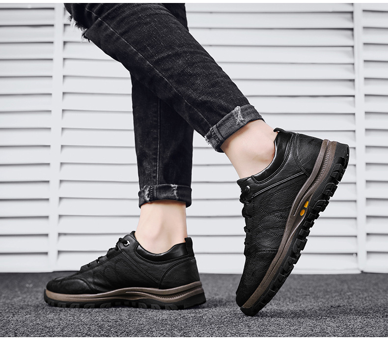 Men's Shoes Cotton-Padded Shoes with Velvet 2020 Winter High-Top Leisure Climbing Trendy Shoes Men's Trendy Wild Leather Shoes Autumn New