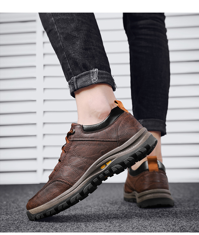 Men's Shoes Cotton-Padded Shoes with Velvet 2020 Winter High-Top Leisure Climbing Trendy Shoes Men's Trendy Wild Leather Shoes Autumn New