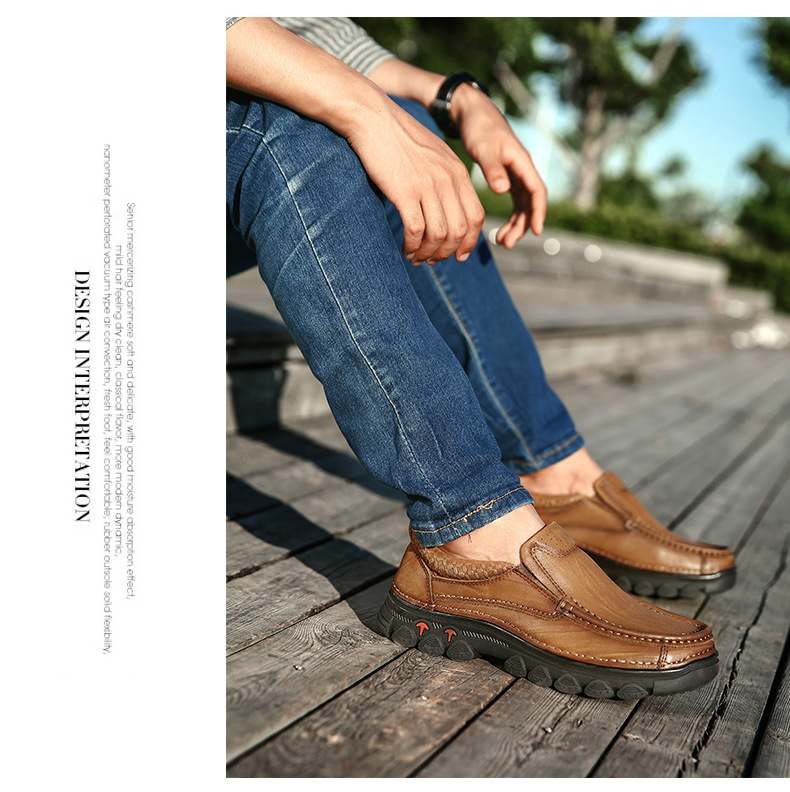 2022 Spring New Middle-Aged and Elderly Men's Shoes First Layer Cowhide Men's Casual Leather Shoes Outdoor Climbing Boots One Piece Dropshipping 2022 Spring New Middle-Aged and Elderly Men's Shoes First Layer Cowhide Men's Casual Leather Shoes Outdoor Climbing Boots One Piece Dropshipping