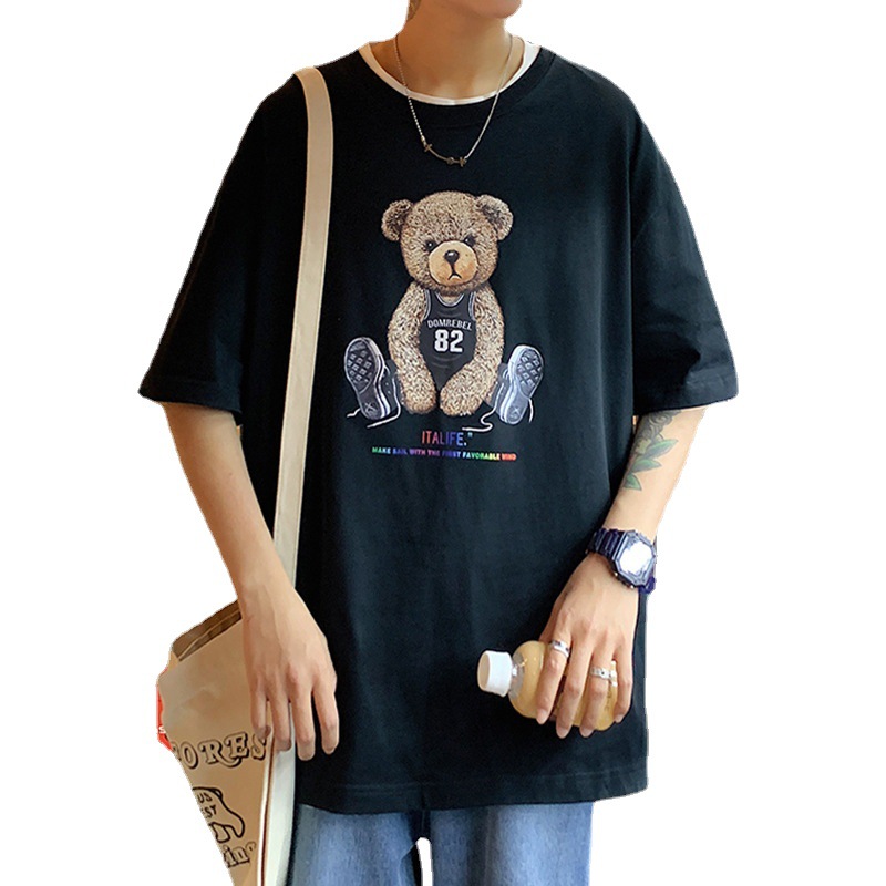 Summer Short Sleeve T-shirt Men&#039;s Trendy All-Match Loose Half Sleeve Student Top Ins Hong Kong Style Couple Half Sleeve