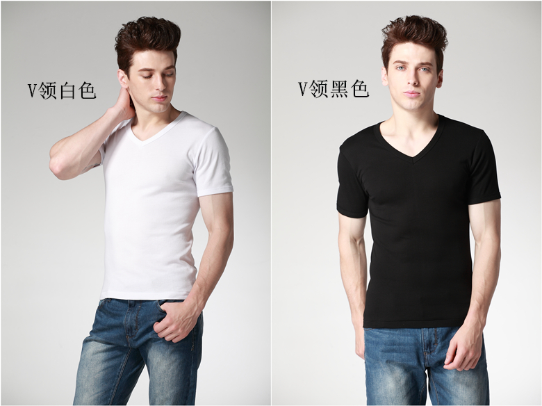 Men's Short-Sleeved Close-Fitting round Neck V-neck Solid Color Spring and Summer Pure Cotton Undershirt Comfortable Bottoming Shirt Vest Trendy T-shirt Men's Short-Sleeved Close-Fitting round Neck V-neck Solid Color Spring and Summer Pure Cotton Undershirt Comfortable Bottoming Shirt Vest Trendy T-shirt