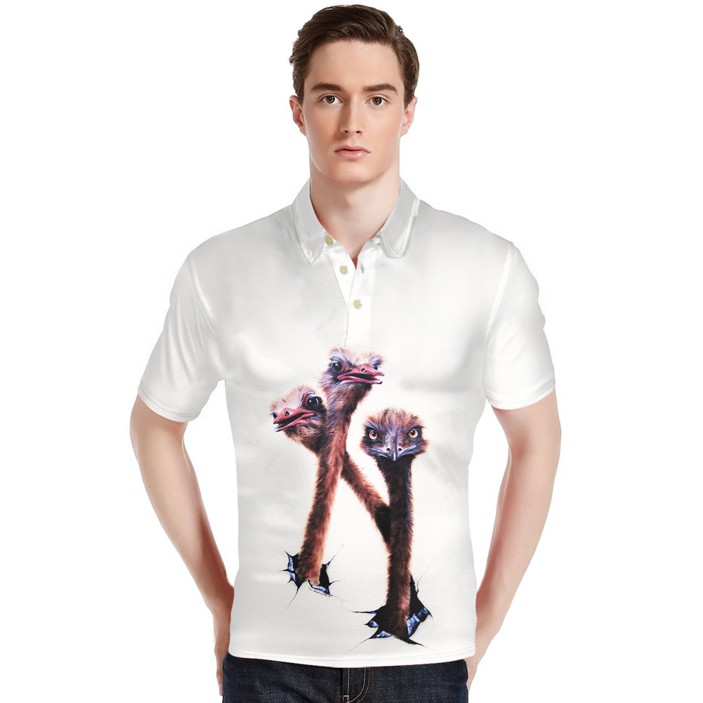 Beast Painting Custom Pattern Men&#039;s Shirt Short Polo Shirt Sports Lapel T-shirt One Piece Dropshipping Cross-Border