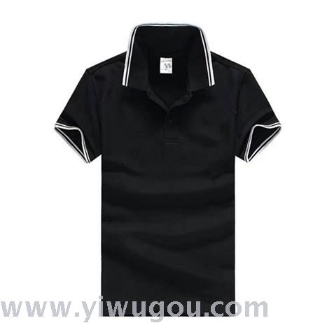 Men's solid color short-sleeved T-shirt men's collar collar pure color shirt summer cotton custom
