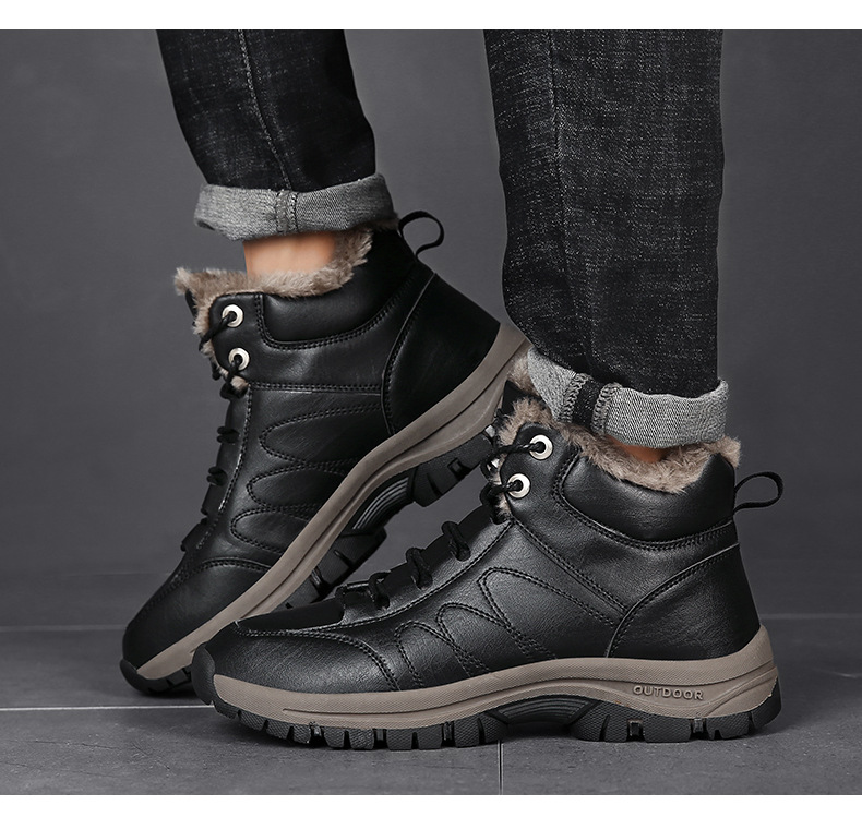 Cross-Border New Arrival plus Size Cotton Boots Leather Outdoor Casual Shoes Men's Fleece-Lined High-Top off-Road Running Climbing Work Shoes Cross-Border New Arrival plus Size Cotton Boots Leather Outdoor Casual Shoes Men's Fleece-Lined High-Top off-Road Running Climbing Work Shoes