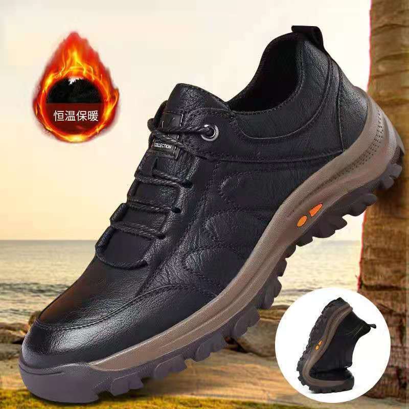 Outdoor Climbing Boots 2021 Autumn and Winter New Breathable Velvet Sport Casual Fashion Trends Leather Shoes Sneakers Men&#039;s Shoes