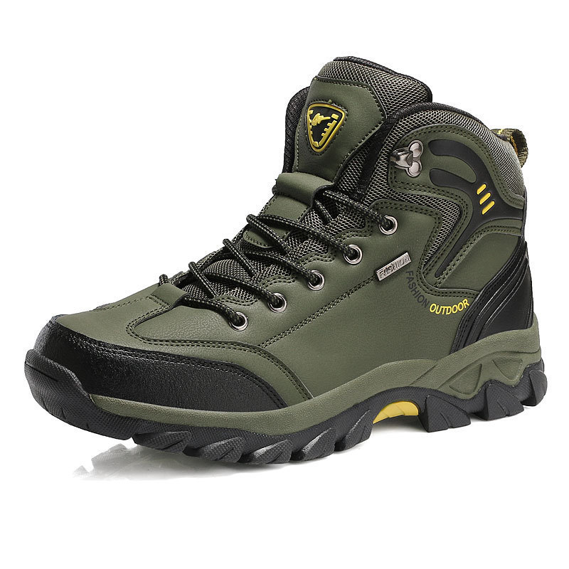 Cross-Border Large Size Middle High Top Worker Boot Outdoor Climbing Boots Men&#039;s Waterproof Non-Slip Travel Shoes Hiking Boots Men&#039;s Boots Wholesale