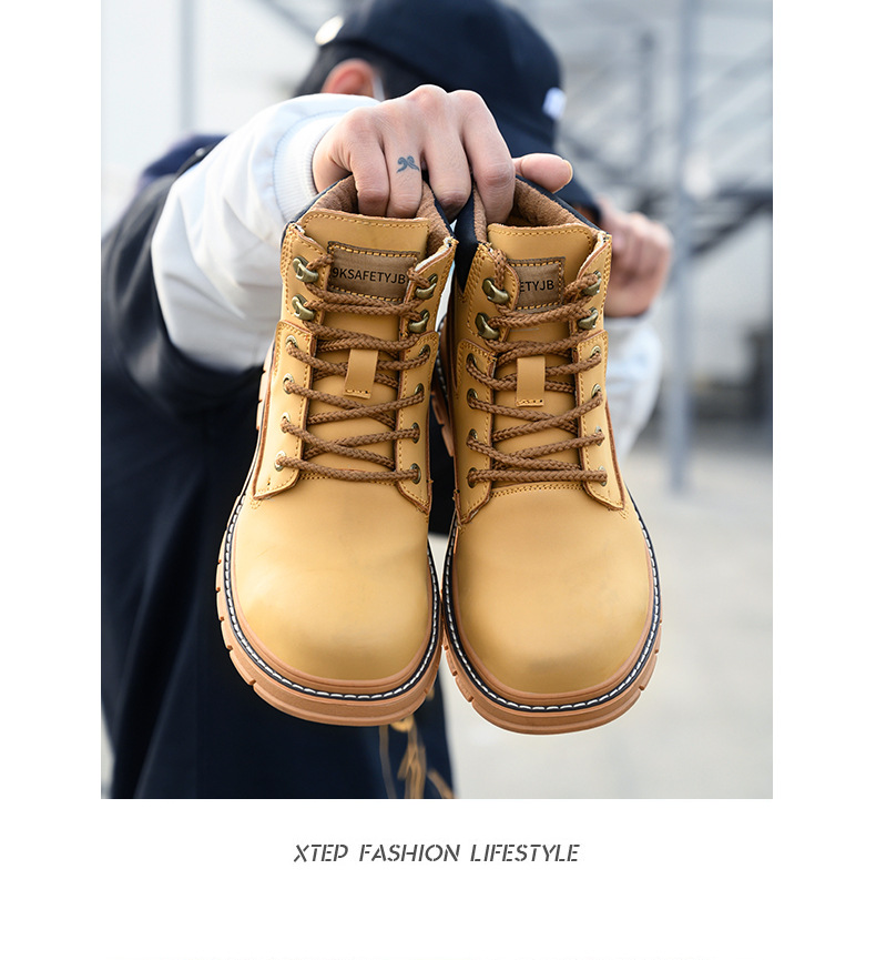 Autumn and Winter Protective Shoes Male Leather Breathable Steel Toe Cap Men's and Women's Protective Work Shoes Attack Shield and Anti-Stab 36-48 Size Cross-Border Autumn and Winter Protective Shoes Male Leather Breathable Steel Toe Cap Men's and Women's Protective Work Shoes Attack Shield and Anti-Stab 36-48 Size Cross-Border