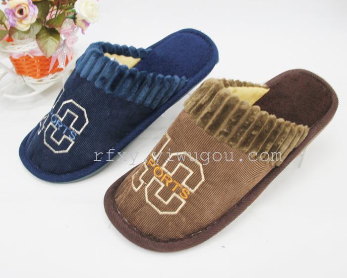 2015 new men's cotton slippers home shoes, the floor of the house to drag and heat resistance spot wholesale