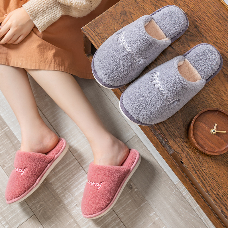 Cotton Slippers Women&#039;s Autumn and Winter Warm Home Home Thick-Soled Indoor Mute Breathable Plush Cartoon Slippers Women&#039;s Winter