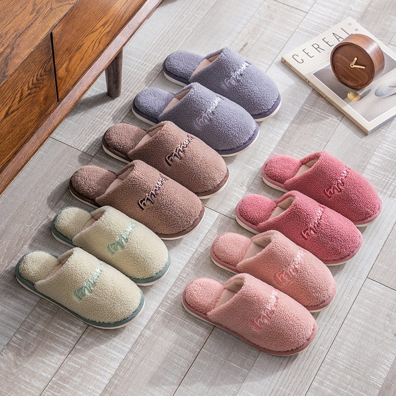 Cotton Slippers Women&#039;s Autumn and Winter Warm Home Home Thick-Soled Indoor Mute Breathable Plush Cartoon Slippers Women&#039;s Winter