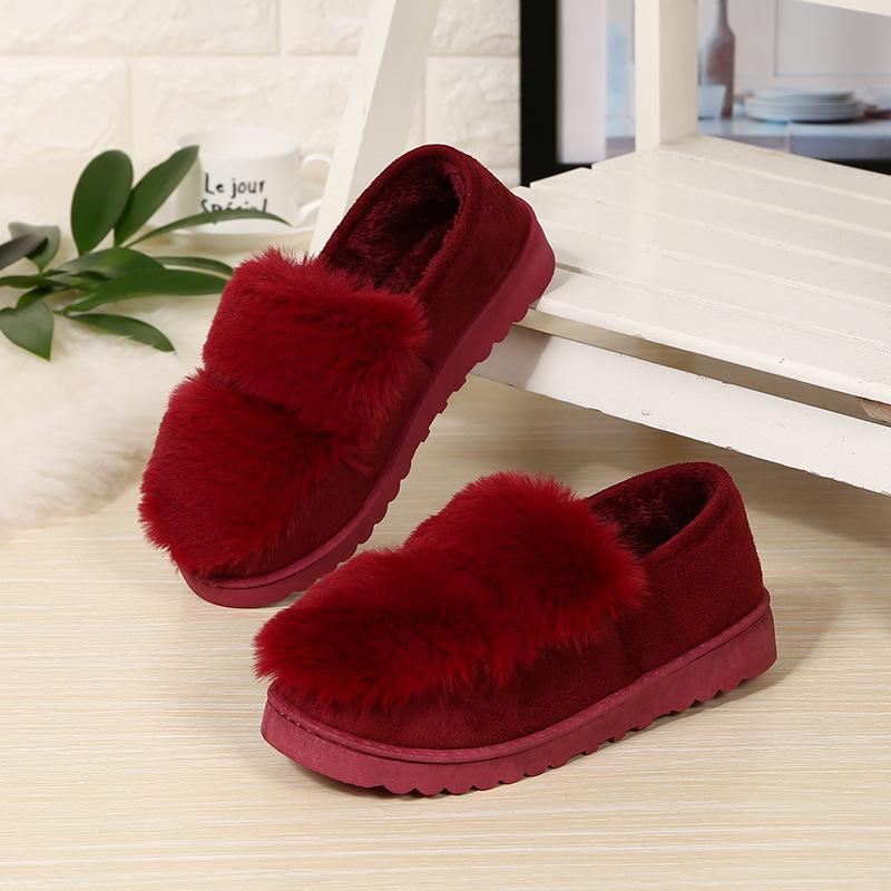 Cotton slippers fashionable ladies doudou style home shoes warm thick soles and plush indoor and is suing wool slippers