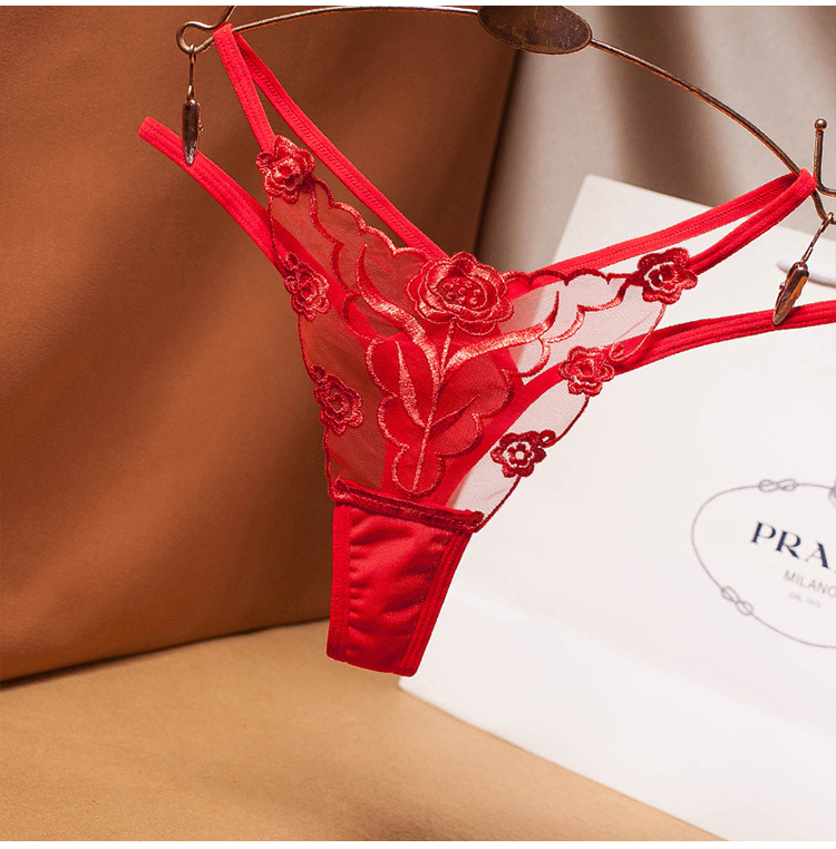 European and American Sexy Embroidered Women's T-Back Transparent Mesh Thin Belt Temptation Seamless Underwear Women's Hot T-Shaped Panties Plus Size European and American Sexy Embroidered Women's T-Back Transparent Mesh Thin Belt Temptation Seamless Underwear Women's Hot T-Shaped Panties Plus Size