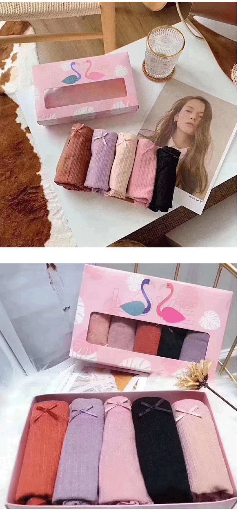 Flamingo Underwear Mid-Waist Breathable Stretch Women 'S Seamless Underwear Cotton Crotch Gift Box Briefs Flamingo Underwear Mid-Waist Breathable Stretch Women 'S Seamless Underwear Cotton Crotch Gift Box Briefs