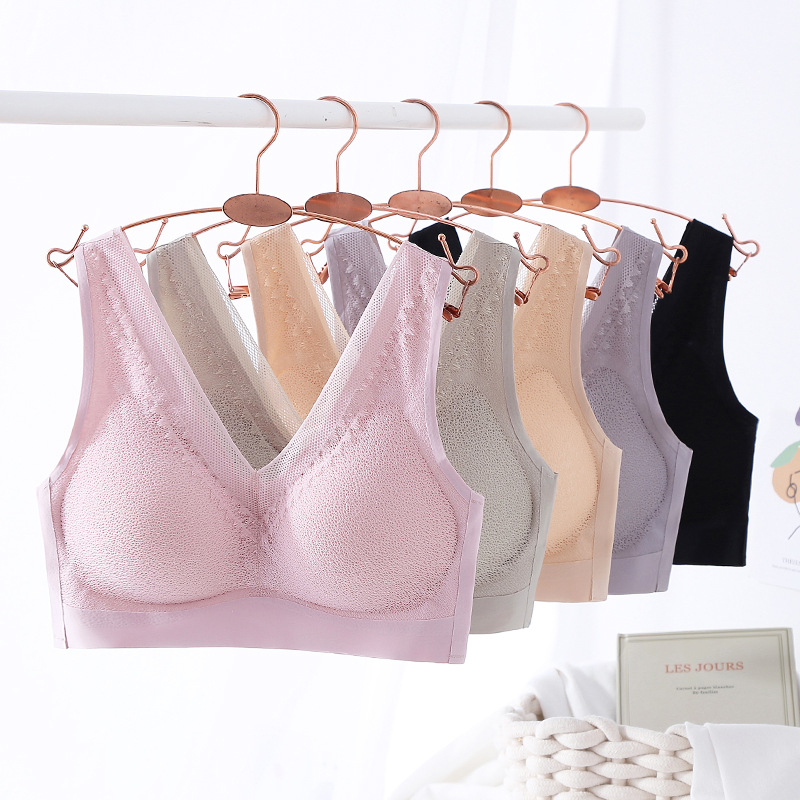 Latex Underwear Sports Bra-Style Wireless Lace Seamless Underwear Women&#039;s Large Size Bra Vest Bra