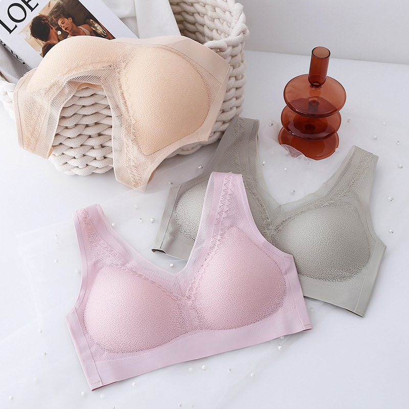 Latex Underwear Sports Bra-Style Wireless Lace Seamless Underwear Women&#039;s Large Size Bra Vest Bra