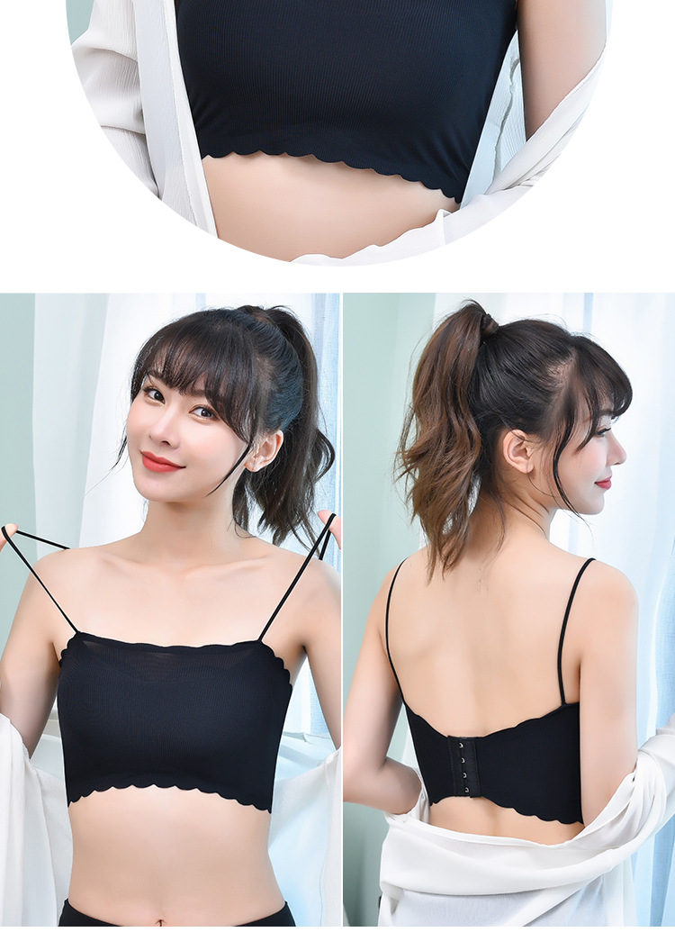 Spaghetti Strap Strapless Bra and Undershirt Bandeau Sling Sports Bra One Piece Ice Silk Seamless Underwear Tube Women Spaghetti Strap Strapless Bra and Undershirt Bandeau Sling Sports Bra One Piece Ice Silk Seamless Underwear Tube Women
