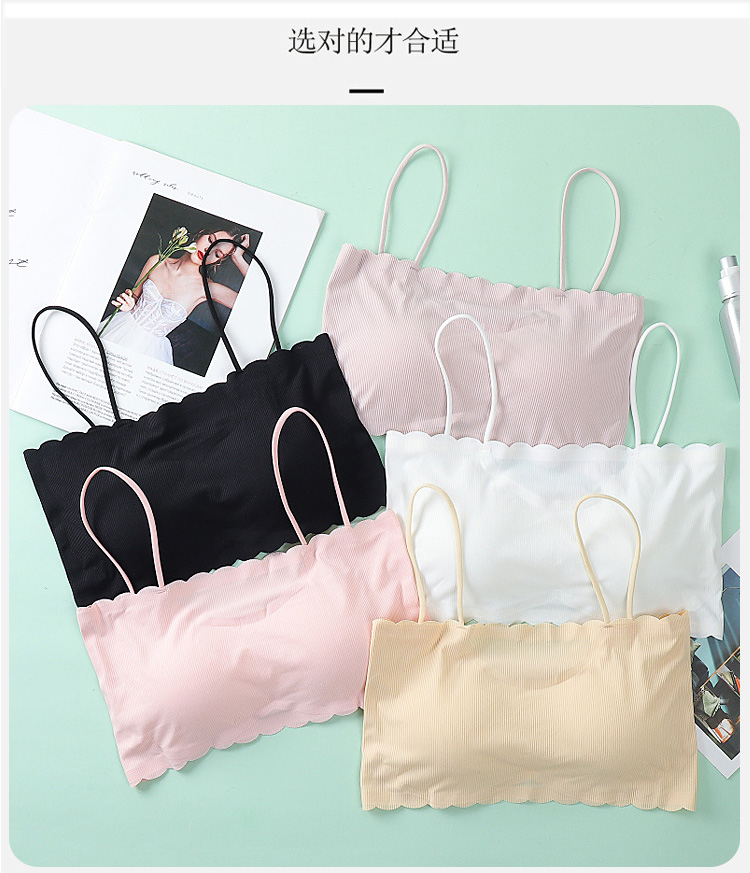 Spaghetti Strap Strapless Bra and Undershirt Bandeau Sling Sports Bra One Piece Ice Silk Seamless Underwear Tube Women Spaghetti Strap Strapless Bra and Undershirt Bandeau Sling Sports Bra One Piece Ice Silk Seamless Underwear Tube Women