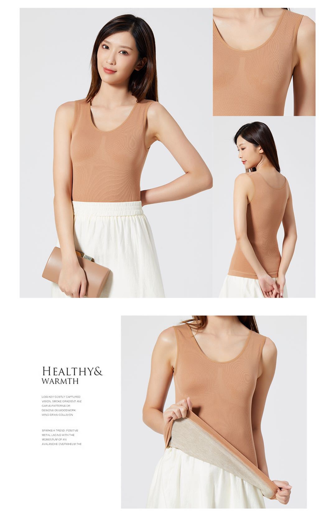 Autumn and Winter New Cashmere Terry Warm Vest Inner Match Outerwear Top U Collar Seamless Underwear for Women All-Matching Slim Fit Autumn and Winter New Cashmere Terry Warm Vest Inner Match Outerwear Top U Collar Seamless Underwear for Women All-Matching Slim Fit