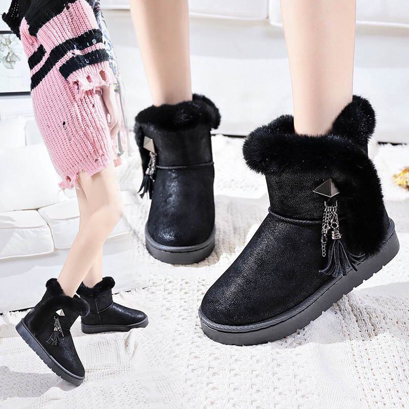 2020 Autumn and Winter New Rhinestone Buckle Women's Cotton Shoes Foreign Trade Export Fashion Fur Snow Boots Mid-Calf Length Thermal 2020 Autumn and Winter New Rhinestone Buckle Women's Cotton Shoes Foreign Trade Export Fashion Fur Snow Boots Mid-Calf Length Thermal