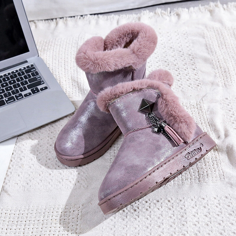 2020 Autumn and Winter New Rhinestone Buckle Women's Cotton Shoes Foreign Trade Export Fashion Fur Snow Boots Mid-Calf Length Thermal 2020 Autumn and Winter New Rhinestone Buckle Women's Cotton Shoes Foreign Trade Export Fashion Fur Snow Boots Mid-Calf Length Thermal