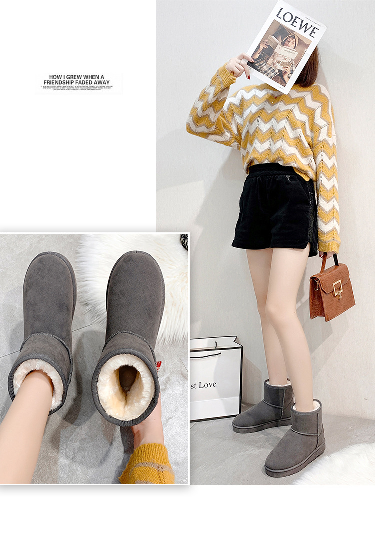 Fleece-Lined Thick Snow Boots Women's 2021 Spring and Autumn New Shoes Flat Shoes Insulated Cotton-Padded Shoes Women's Shoes Short Boots