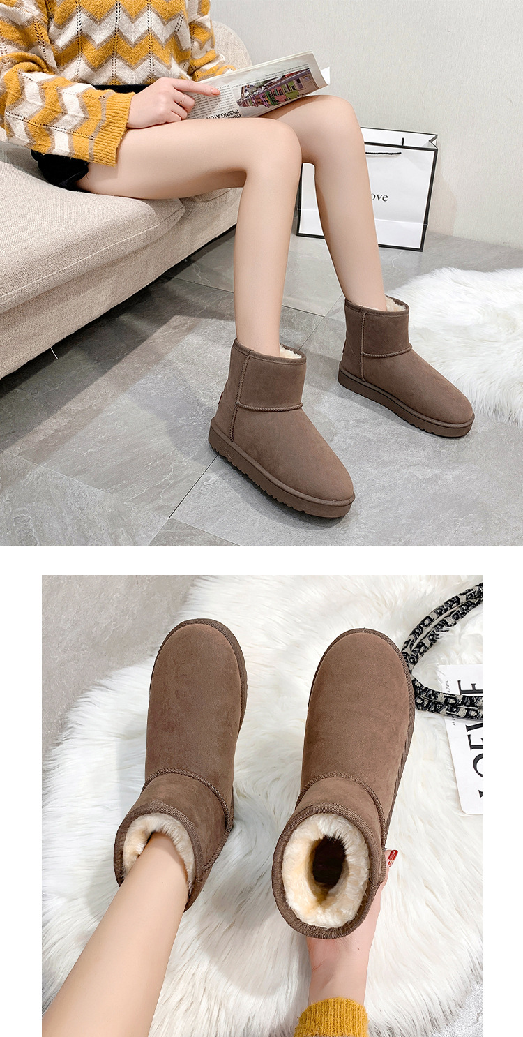 Fleece-Lined Thick Snow Boots Women's 2021 Spring and Autumn New Shoes Flat Shoes Insulated Cotton-Padded Shoes Women's Shoes Short Boots