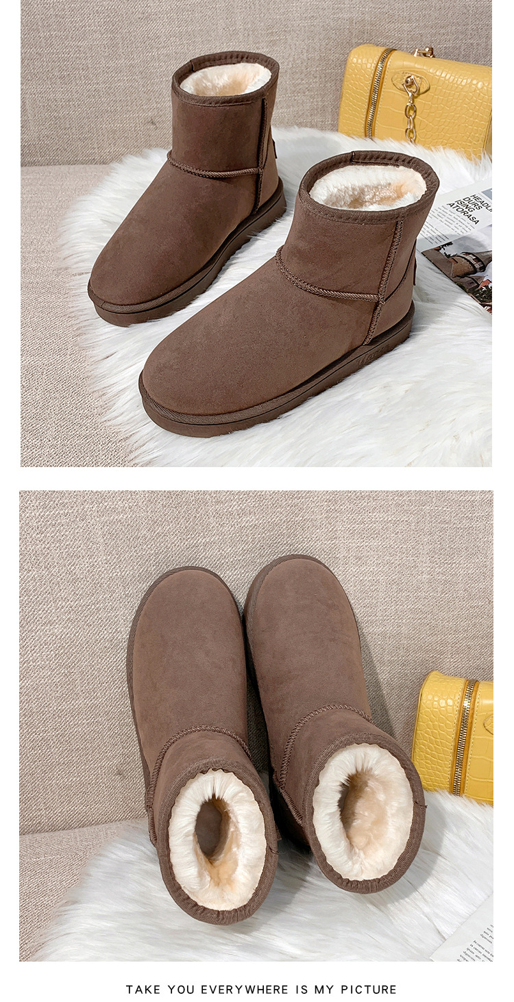 Fleece-Lined Thick Snow Boots Women's 2021 Spring and Autumn New Shoes Flat Shoes Insulated Cotton-Padded Shoes Women's Shoes Short Boots
